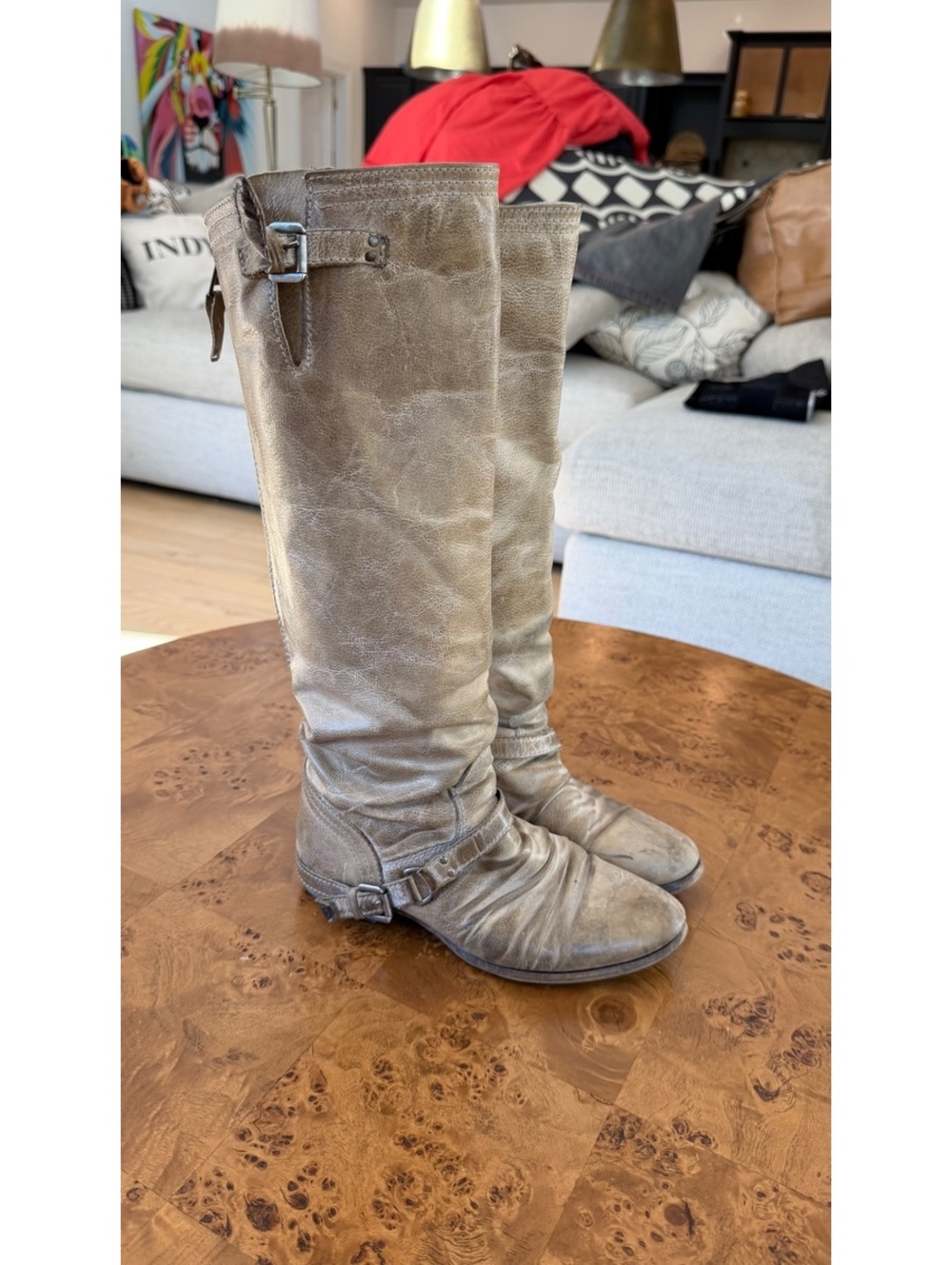 Steve Madden Roady Tan Leather Knee-High Boots